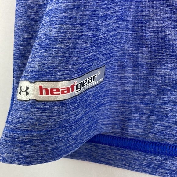 Under armour heat gear long sleeved heather blue compression top - Picture 2 of 4